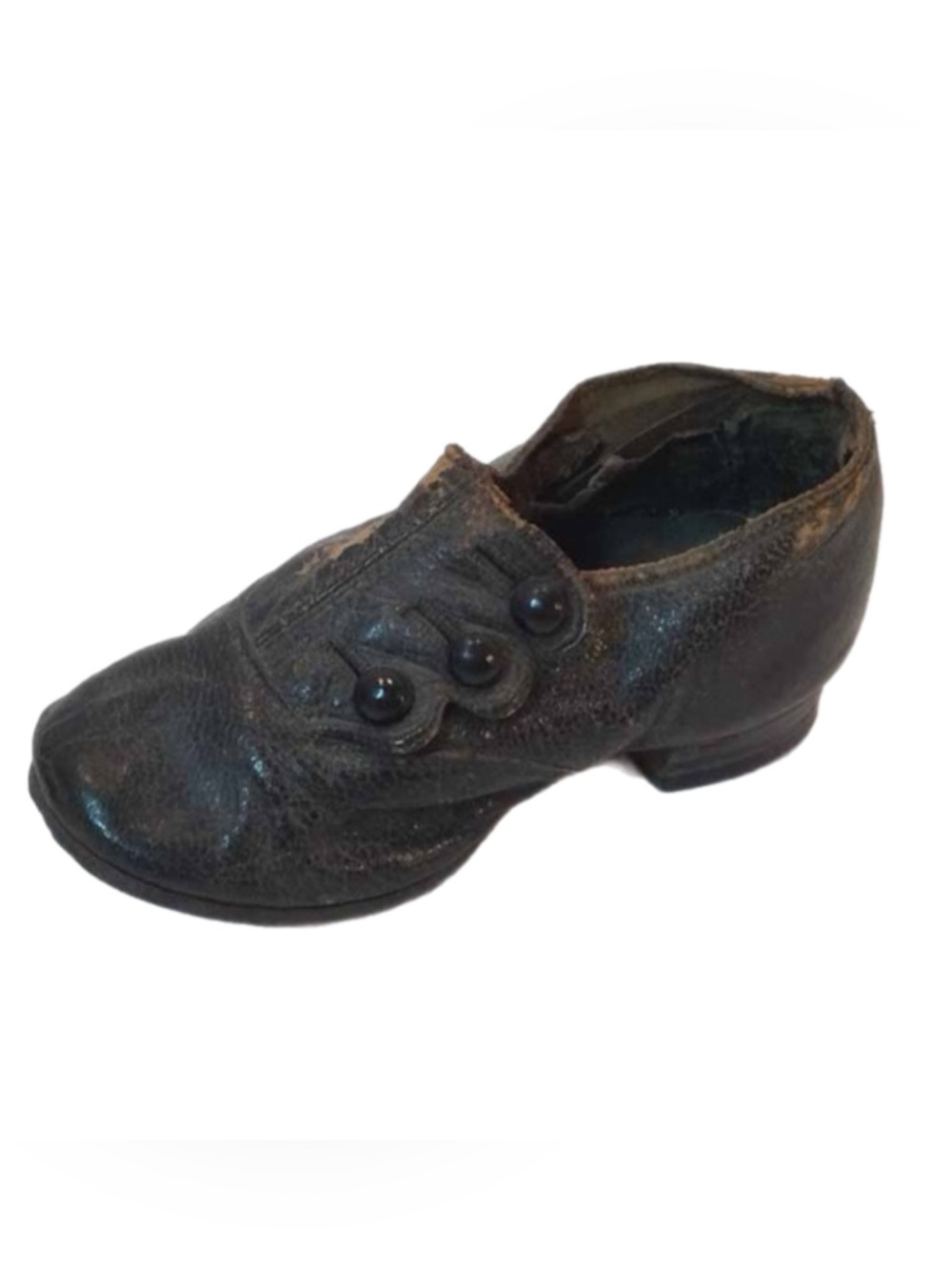 Antique Black Leather Girl Child's Buttoned Shoe
